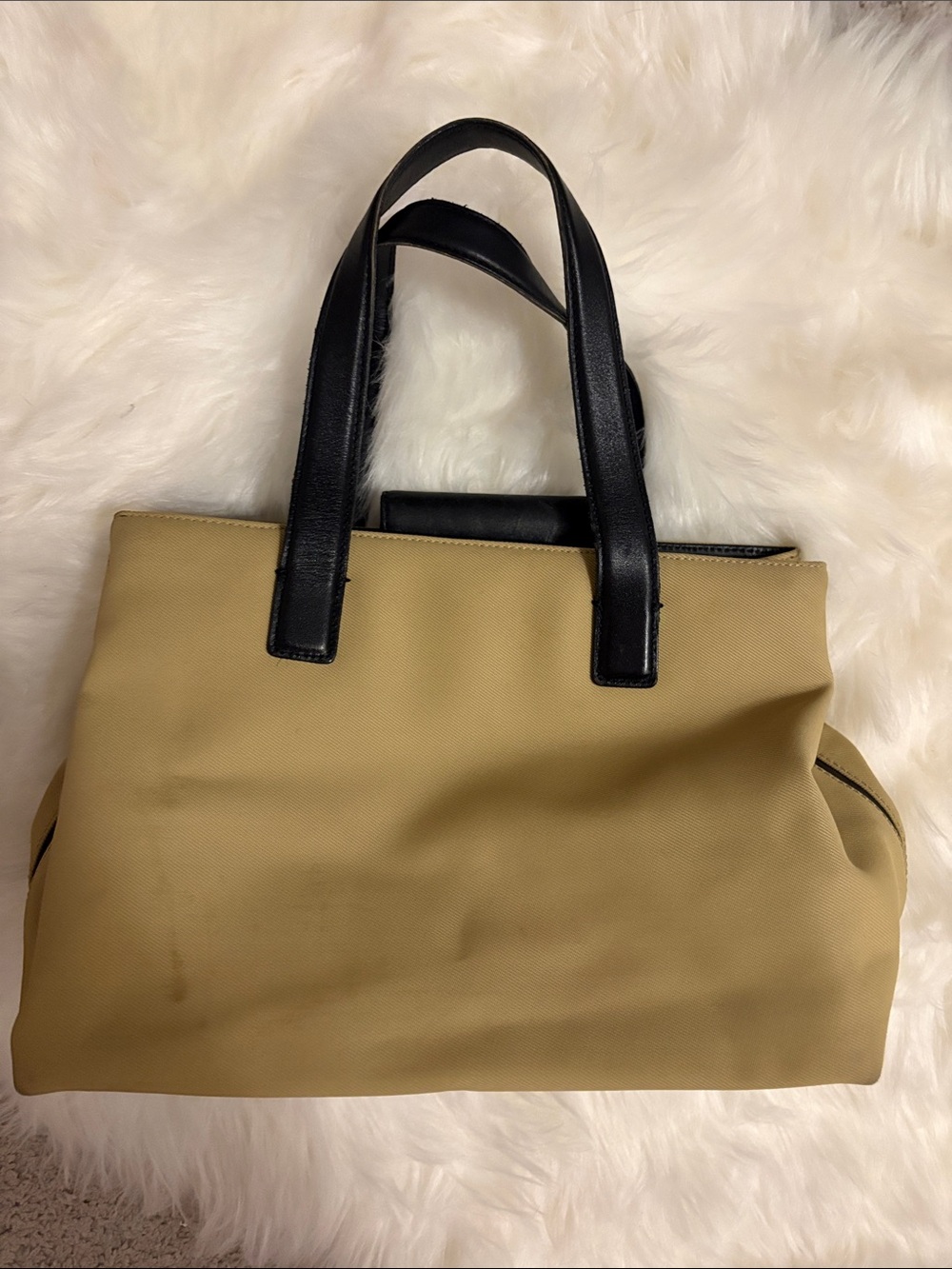 Coach Two-Tone Tote Bag in Tan and Black